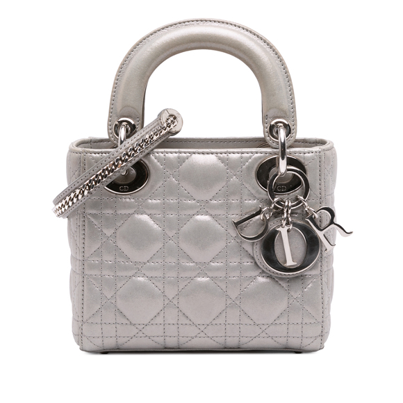 Pre-Loved Dior Mini Iridescent Lambskin Cannage Lady Dior - Picture 1 of 11